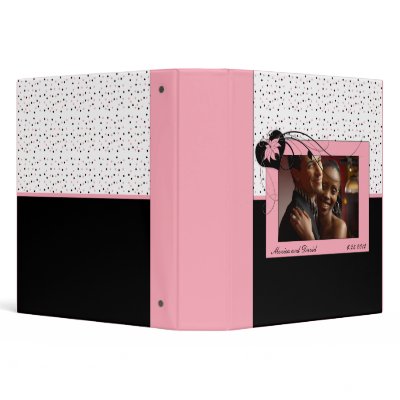 Pink and Black Dots Wedding Album Vinyl Binders