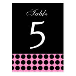 PINK and Black Dots Wedding Table Number Card V04 Post Card