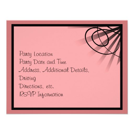 Pink and Black Dress Silhouette Bachelorette Party Personalized Invitations