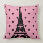 Pink and Black Eiffel Tower Pillows pillows