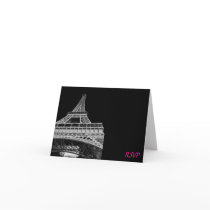 Pink and Black Eiffel Tower Wedding RSVP cards