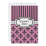 Pink and Black Elegant Retro Damask Wedding Custom Announcement