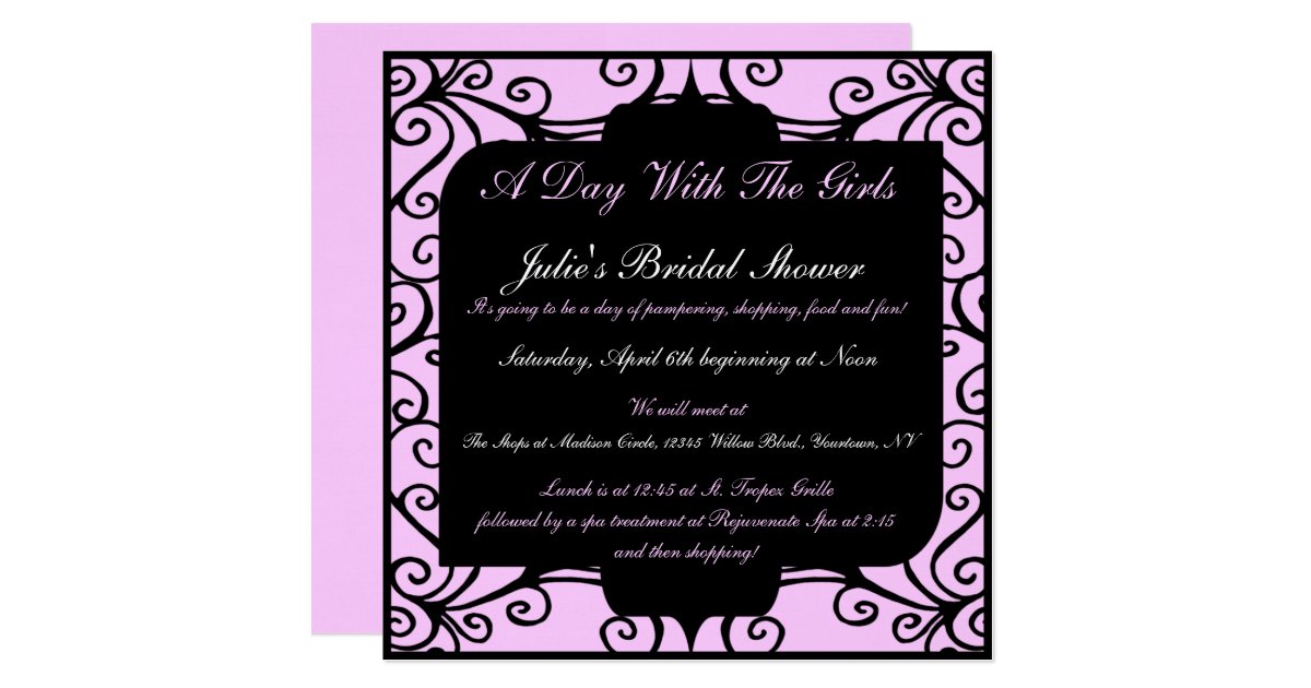Pink and Black Fancy Invitations | Zazzle