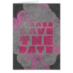 Pink and Black Fancy Save the Date Notecard