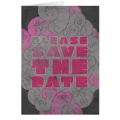 Pink and Black Fancy Save the Date Notecard