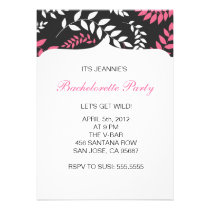 Pink and Black Ferns Foliage Bachelorette Party invitations