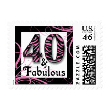 Pink and Black Festive "40" Postage