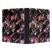Pink and Black Floral Binder binder