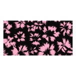 Pink and Black Floral Pattern. Photo Card