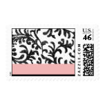 Pink and Black Floral Pattern Postage