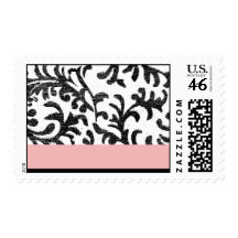 Pink and Black Floral Pattern Postage