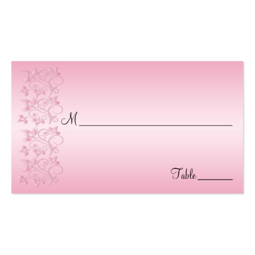 Pink and Black Floral Placecards Business Card (front side)