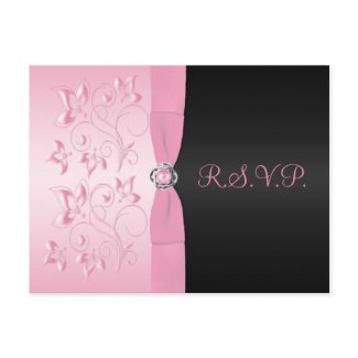 Pink and Black Floral R.S.V.P. Postcard postcard