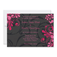 Pink and Black Floral Wedding Invitation invitation