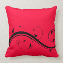 Pink and Black Flourish and Leaf Pillow pillows