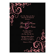 Pink and Black Flourish Wedding Invitation