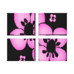 Pink and Black Flower Art Wrapped Canvas Art Canvas Prints