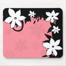 Pink and Black Flower Mousepad mousepads