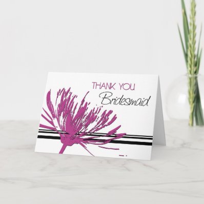 Pink and Black Flower Thank You Bridesmaid Card