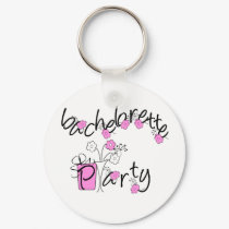 Pink and Black Flowers Bachelorette Party keychains
