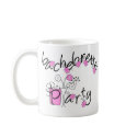 Pink and Black Flowers Bachelorette Party mugs by weddingsareus Pink and Black Flowers Bachelorette Party mugs