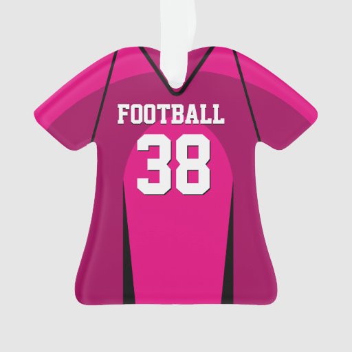 Pink and Black Football Jersey Ornament Zazzle