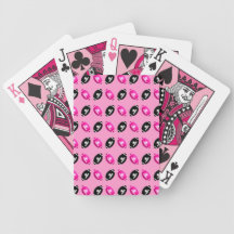 Pink and Black Footballs Pattern Bicycle Card Decks