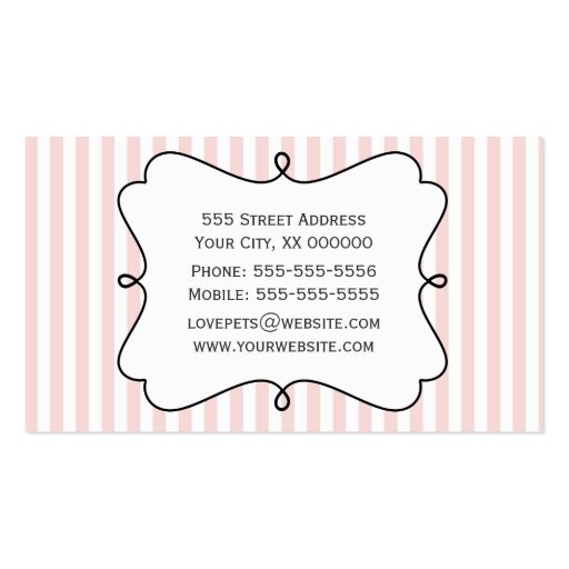 Pink and Black French Poodle Business Card Templates (back side)