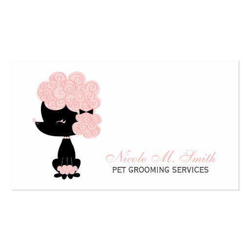 Pink and Black French Poodle Business Card Templates (front side)