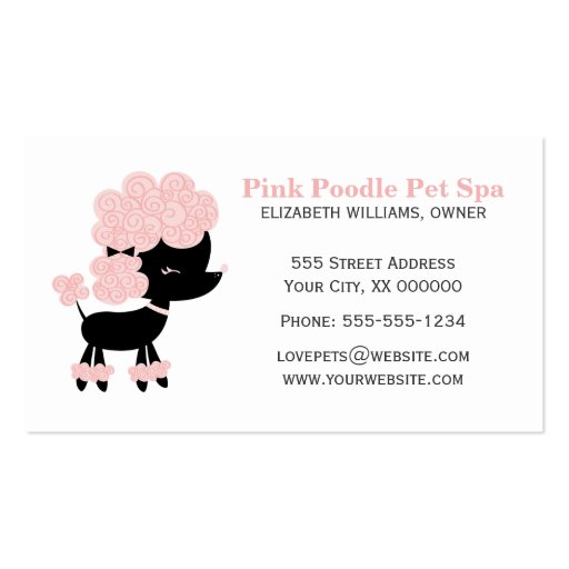 Pink and Black French Poodle Business Card (front side)