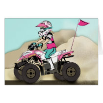 Pink and Black Girl ATV Rider Greeting Card