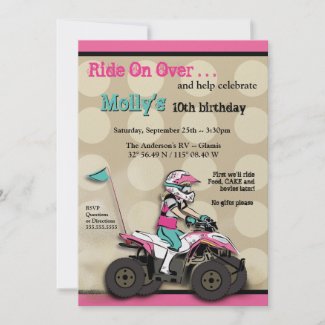 Pink and Black Girl ATV Rider invitation