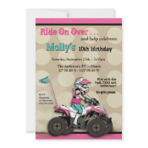 Pink and Black Girl ATV Rider Invites
