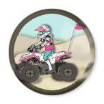 Pink and Black Girl ATV Rider Magnet