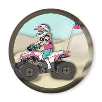 Pink and Black Girl ATV Rider Magnet