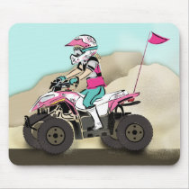 Pink and Black Girl ATV Rider Mousepad