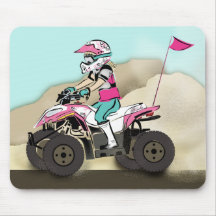 Pink and Black Girl ATV Rider Mousepad