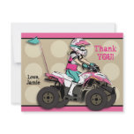 Pink and Black Girl ATV Rider Note Card Custom Invitation