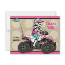 Pink and Black Girl ATV Rider Note Card Custom Invitation