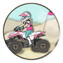 Pink and Black Girl ATV Rider Sticker