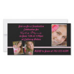 Pink and Black Graduation Invite Photo Card Template