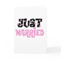 Pink and Black Hearts Just Married cards