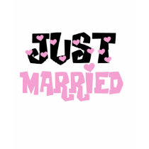 Pink and Black Hearts Just Married t-shirts