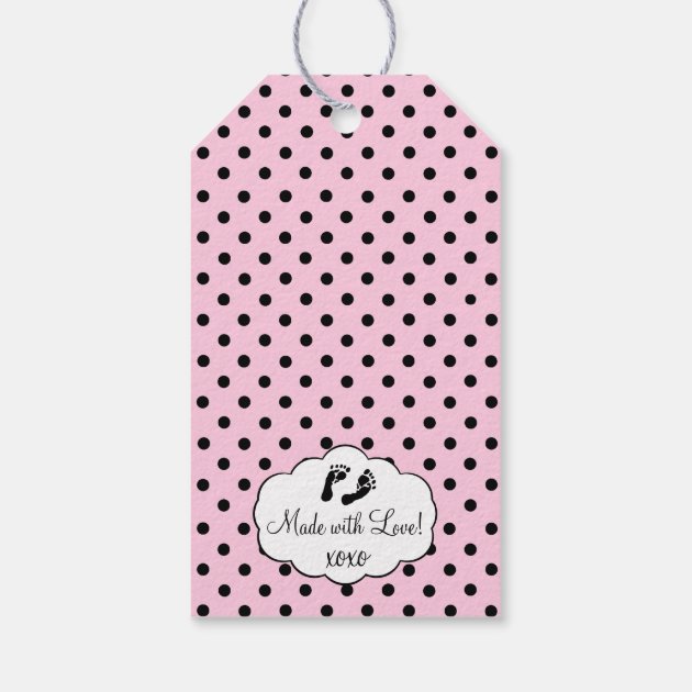 Pink and Black Ladybug Baby Shower Guest Favor Pack Of Gift Tags 2/3