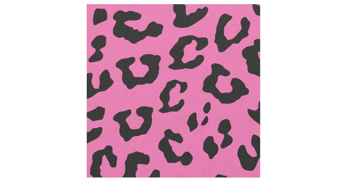 Pink and Black Leopard Print Fabric | Zazzle