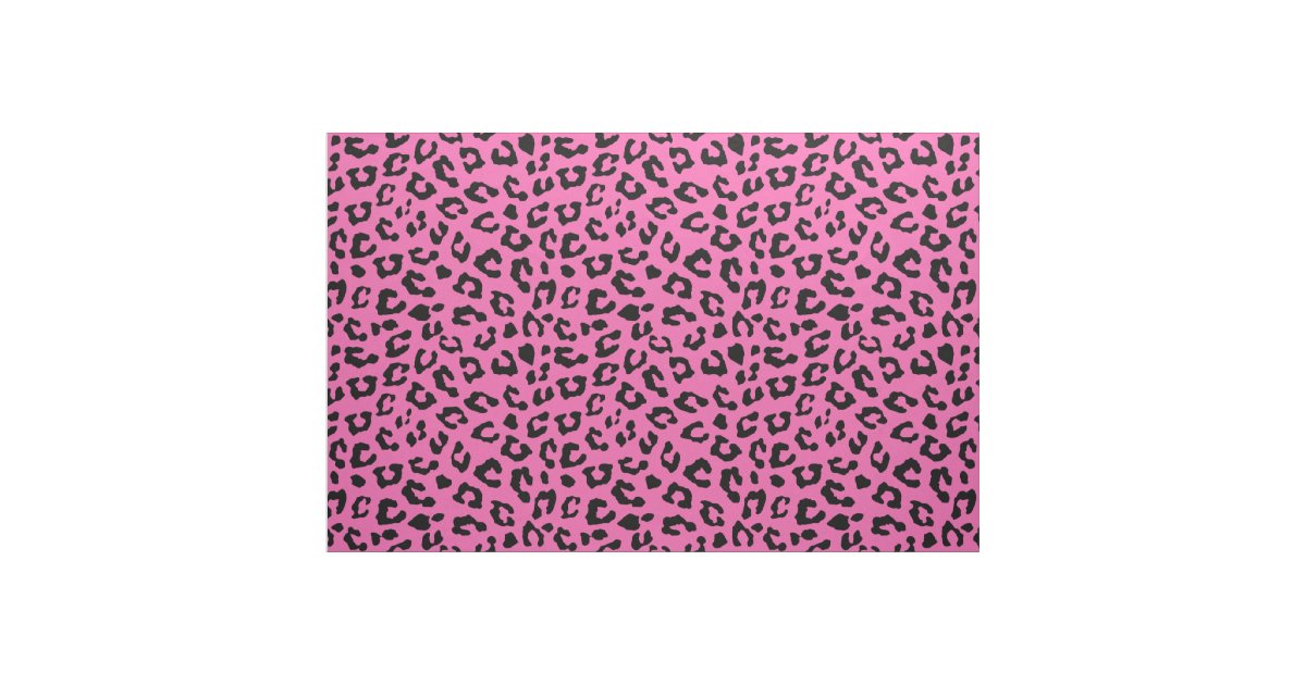Pink and Black Leopard Print Fabric | Zazzle
