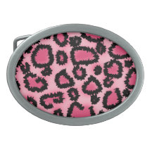 Pink and Black Leopard Print Pattern. Belt Buckles