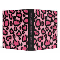 Pink and Black Leopard Print Pattern. Binders