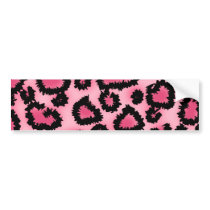 Pink and Black Leopard Print Pattern. Bumper Sticker