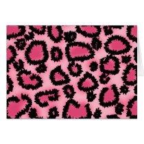 Pink and Black Leopard Print Pattern. Greeting Cards